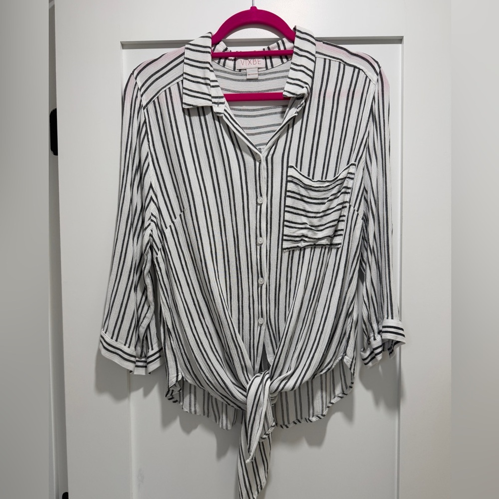 Vixbe tie front button down shirt